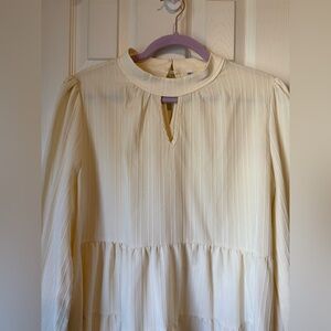 Cream Long Sleeve Blouse 1XL